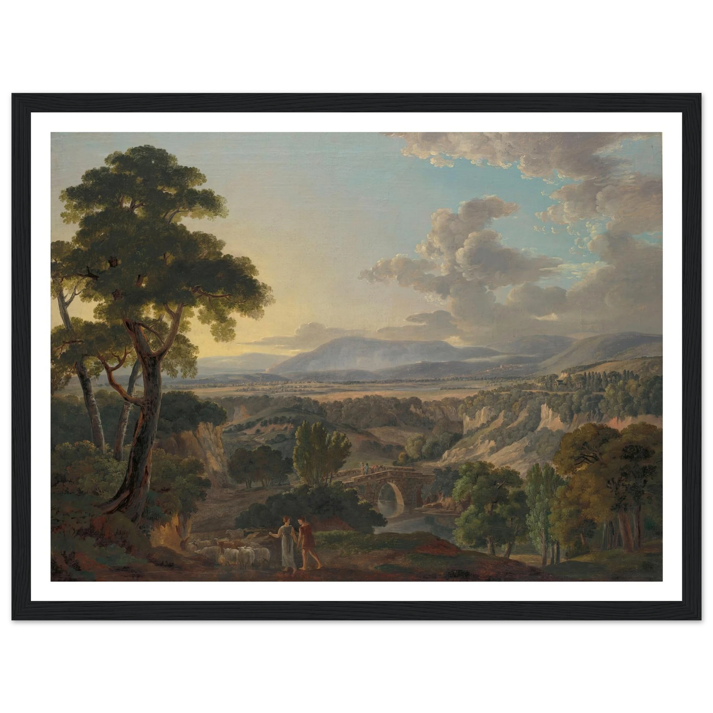 Italian Landscape with Shepherds Art Print | Peter Birmann - Framed Poster - 30x40 cm / 12x16″ - Black frame
