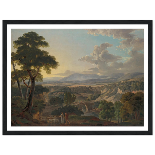 Italian Landscape with Shepherds Art Print | Peter Birmann - Framed Poster - 30x40 cm / 12x16″ - Black frame