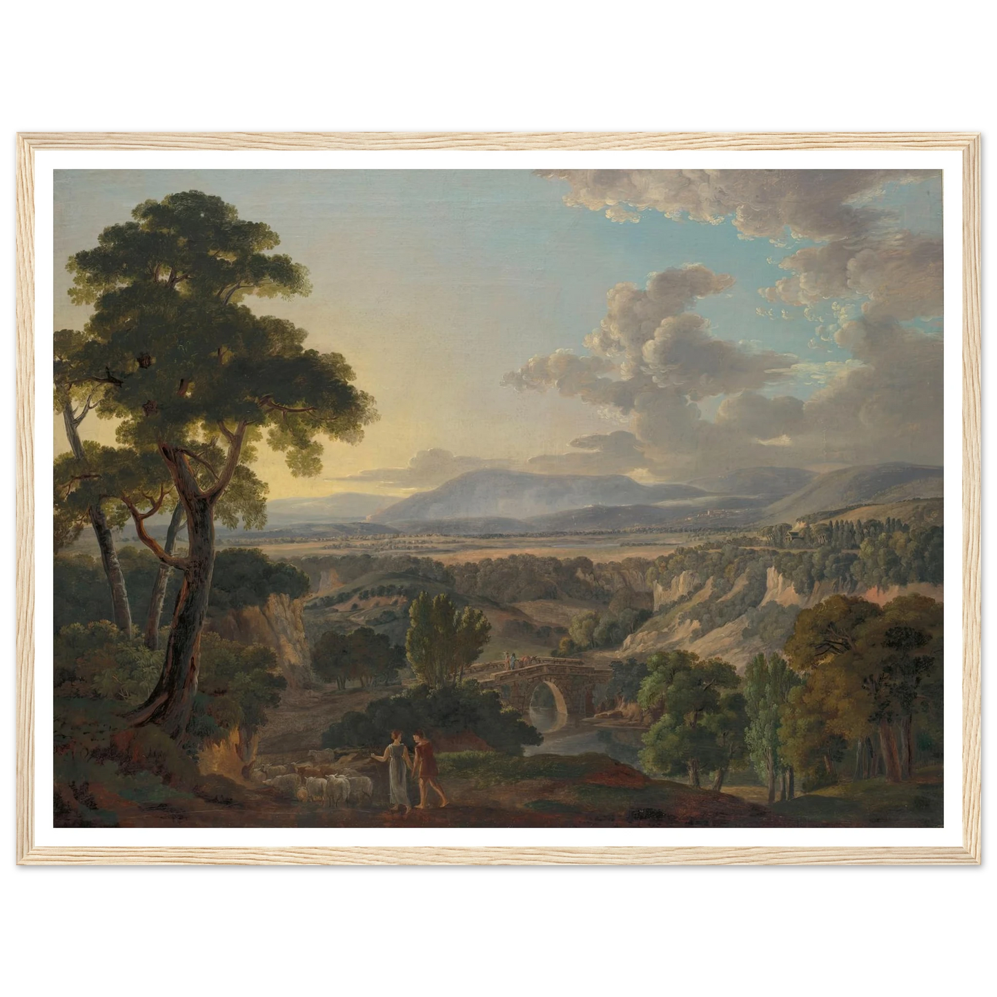 Italian Landscape with Shepherds Art Print | Peter Birmann - Framed Poster - 30x40 cm / 12x16″ - Black frame