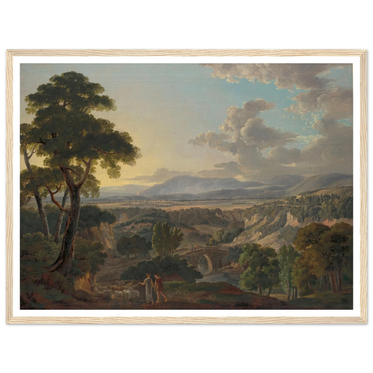 Italian Landscape with Shepherds Art Print | Peter Birmann - Framed Poster - 30x40 cm / 12x16″ - Black frame