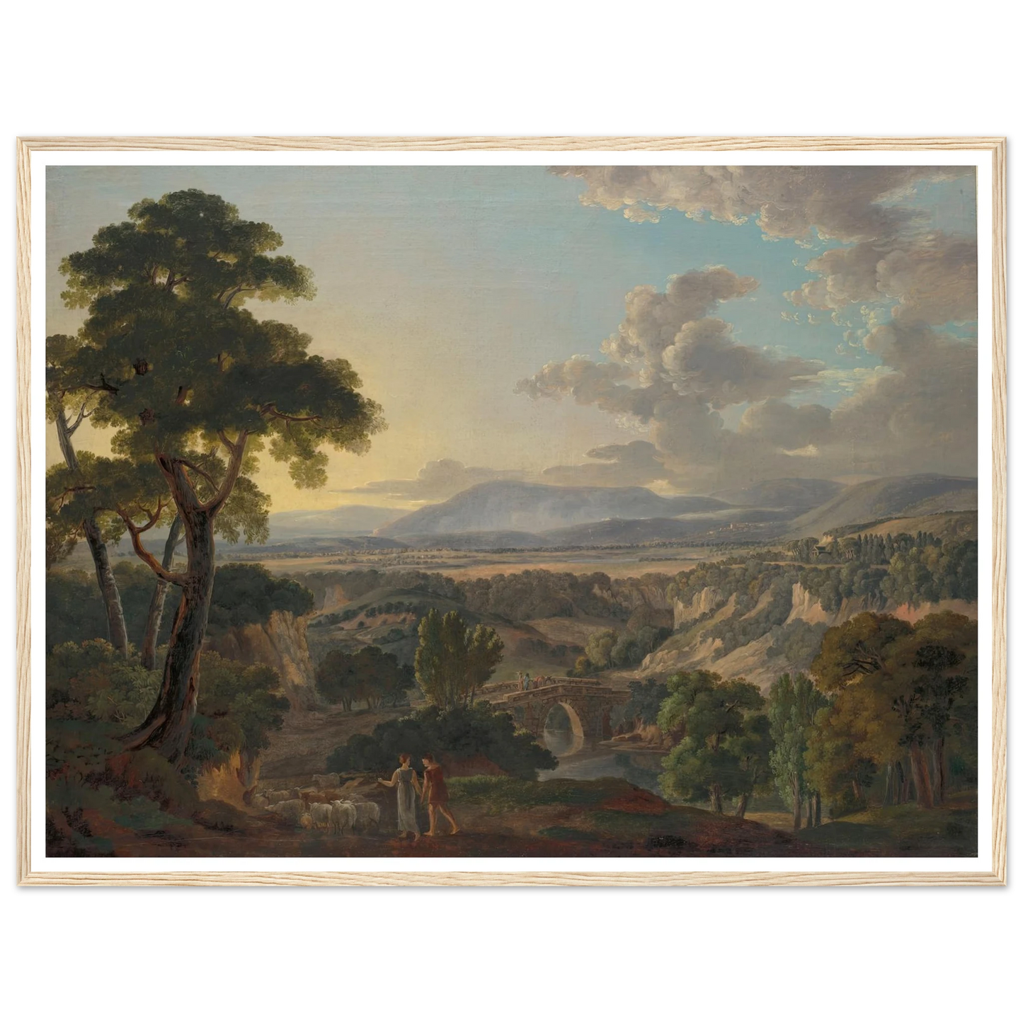 Italian Landscape with Shepherds Art Print | Peter Birmann - Framed Poster - 30x40 cm / 12x16″ - Black frame