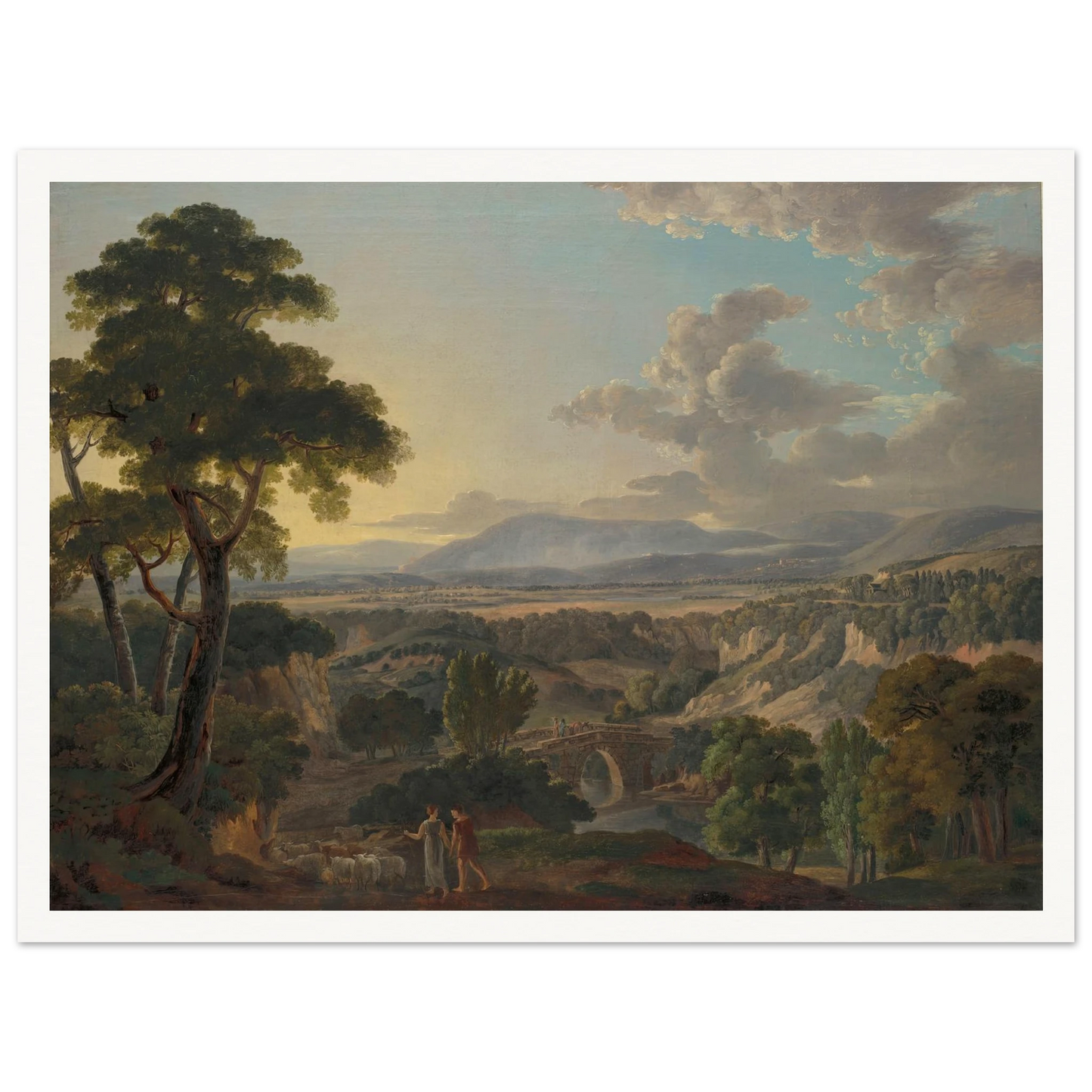 Italian Landscape with Shepherds Art Print | Peter Birmann - Framed Poster - 30x40 cm / 12x16″ - Black frame