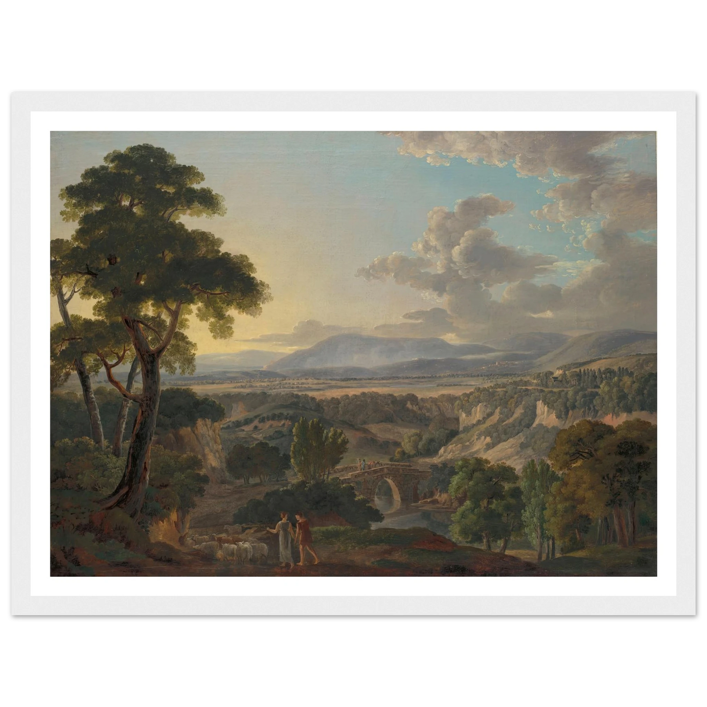 Italian Landscape with Shepherds Art Print | Peter Birmann - Framed Poster - 30x40 cm / 12x16″ - Black frame