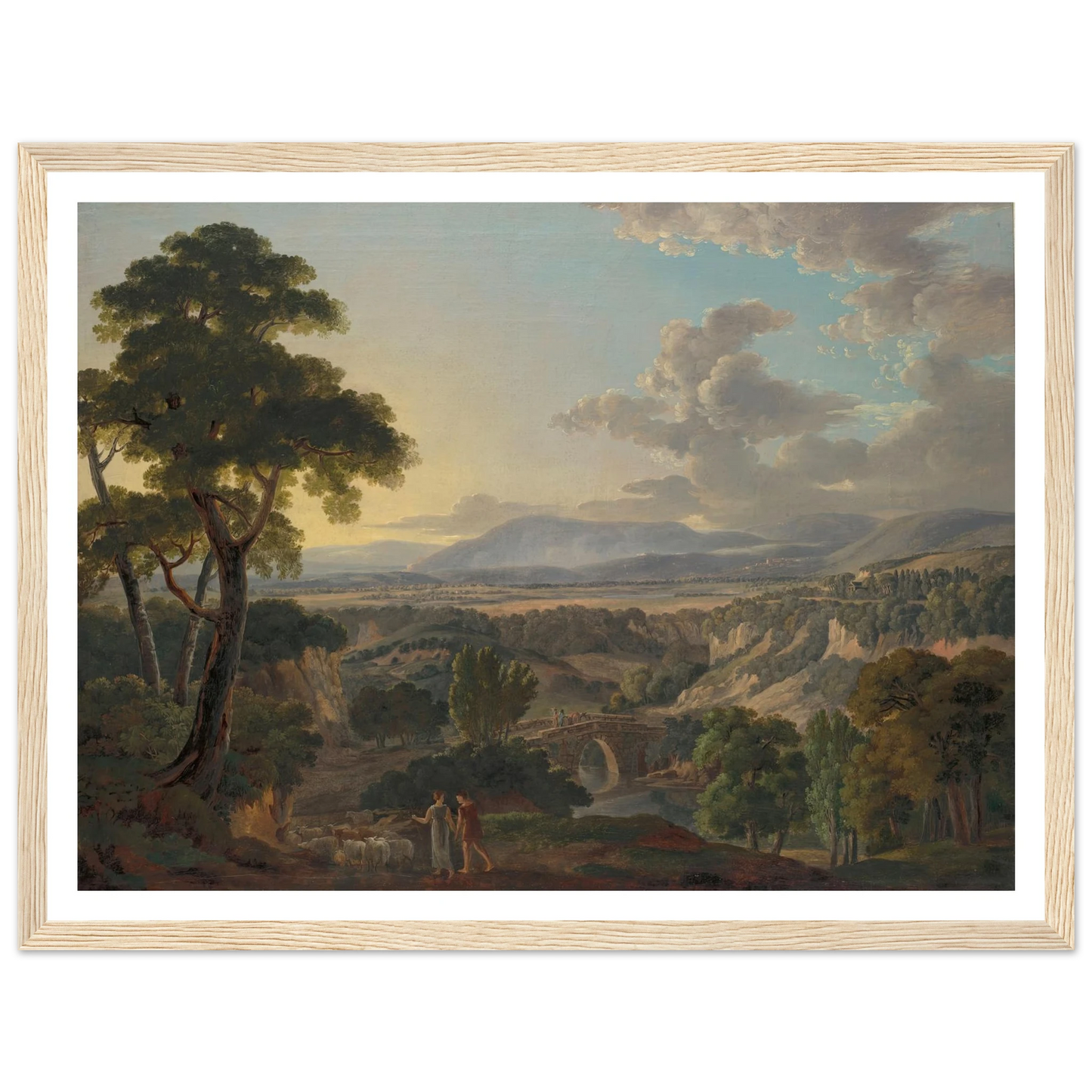 Italian Landscape with Shepherds Art Print | Peter Birmann - Framed Poster - 30x40 cm / 12x16″ - Black frame