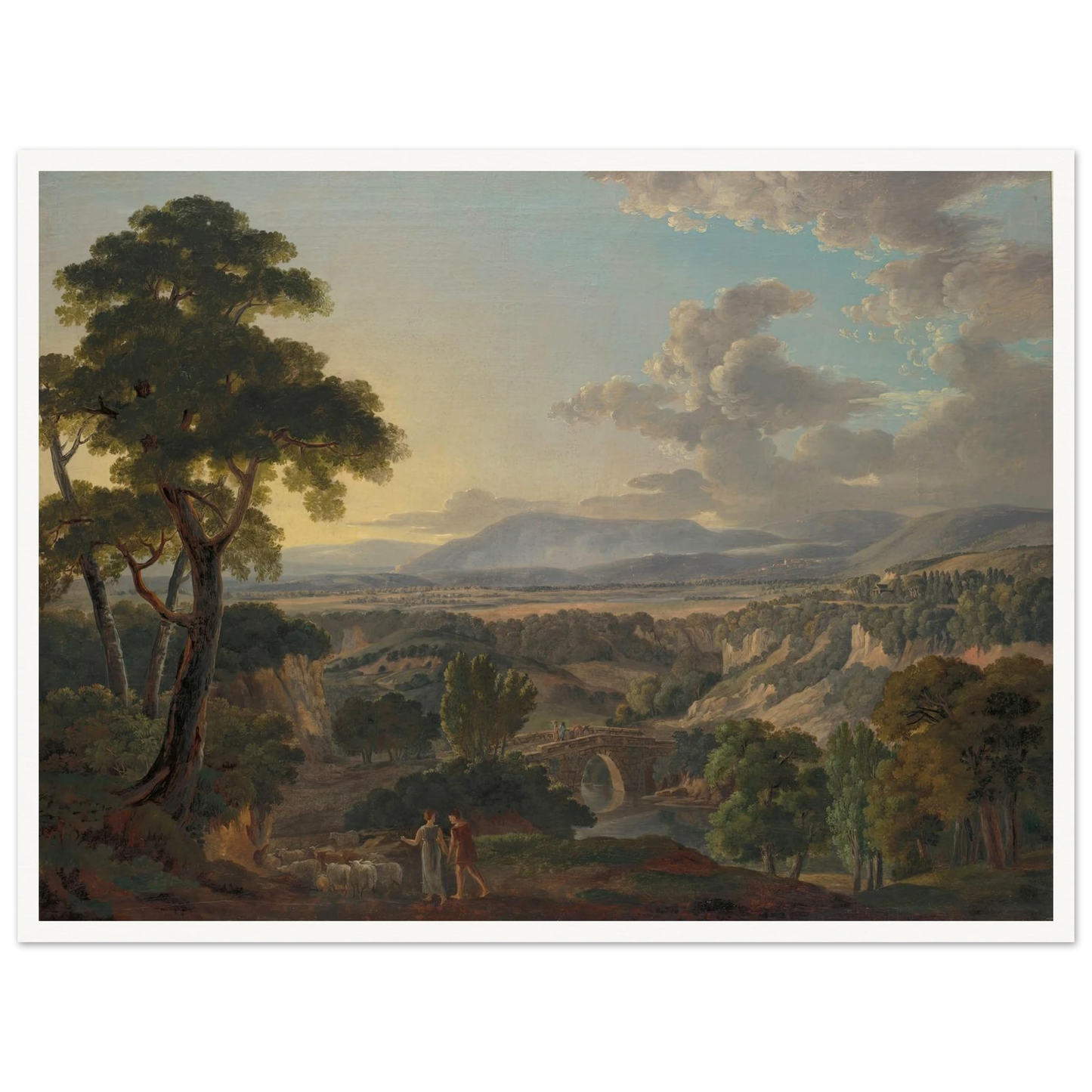 Italian Landscape with Shepherds Art Print | Peter Birmann - Framed Poster - 30x40 cm / 12x16″ - Black frame
