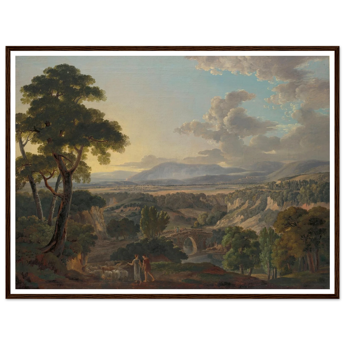 Italian Landscape with Shepherds Art Print | Peter Birmann - Framed Poster - 30x40 cm / 12x16″ - Black frame