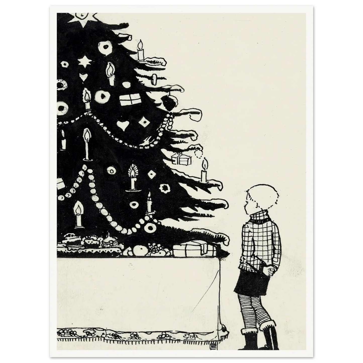 Iwan bij een kerstboom - Framed Poster - 30x40 cm / 12x16″ - Black frame