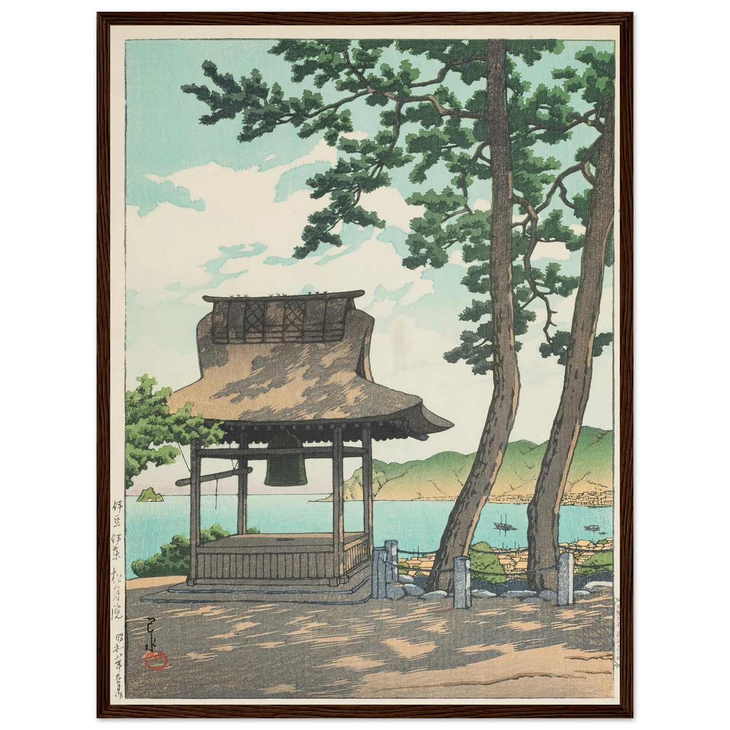 Izu Ito Shugetsuin (Shugetsu Temple in Ito, Izu) (1933) Art Print | Kawase Hasui - Framed Poster - 30x40 cm / 12x16″ - Black frame