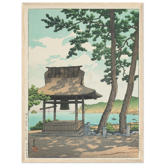 Izu Ito Shugetsuin (Shugetsu Temple in Ito, Izu) (1933) Art Print | Kawase Hasui - Framed Poster - 30x40 cm / 12x16″ - Black frame