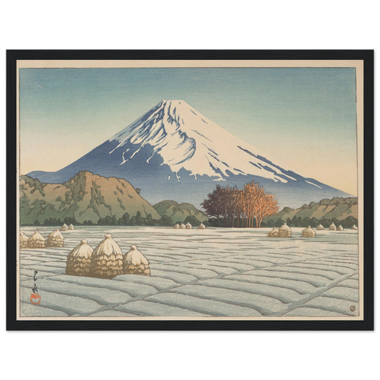 Izu Nagaoka shimo no asa (Frosty morning in Nagaoka, Izu) (1939) Art Print | Kawase Hasui - Framed Poster - 30x40 cm / 12x16″ - Black frame