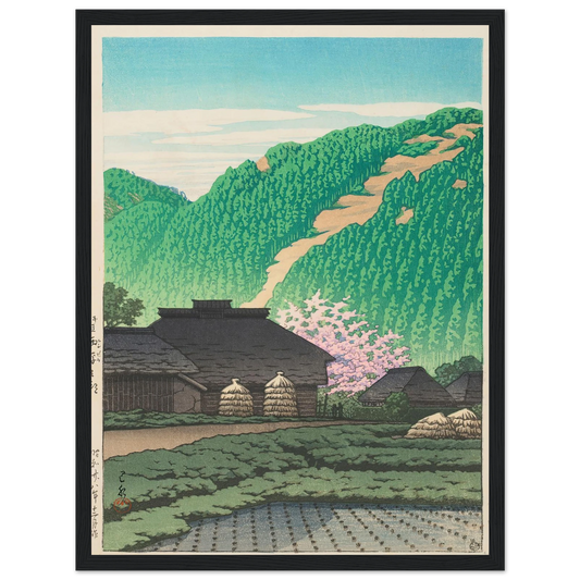 Izu Nishibira no asa (Morning in Nishibira, Izu) (1953) Art Print | Kawase Hasui - Framed Poster - 30x40 cm / 12x16″ - Black frame