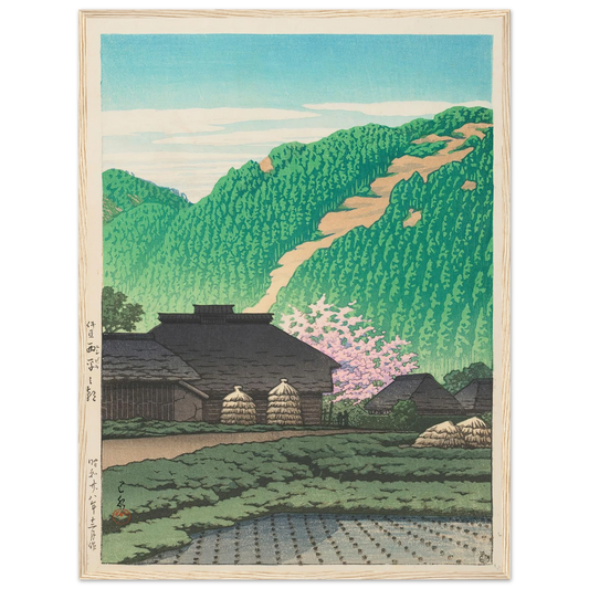 Izu Nishibira no asa (Morning in Nishibira, Izu) (1953) Art Print | Kawase Hasui - Framed Poster - 30x40 cm / 12x16″ - Black frame