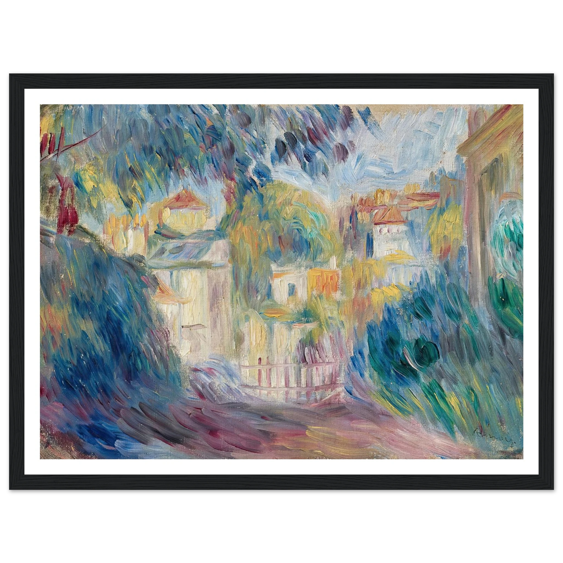 Jardin à Montmartre (1895-1900) Art Print | Pierre Auguste Renoir - Framed Poster - 30x40 cm / 12x16″ - Black frame