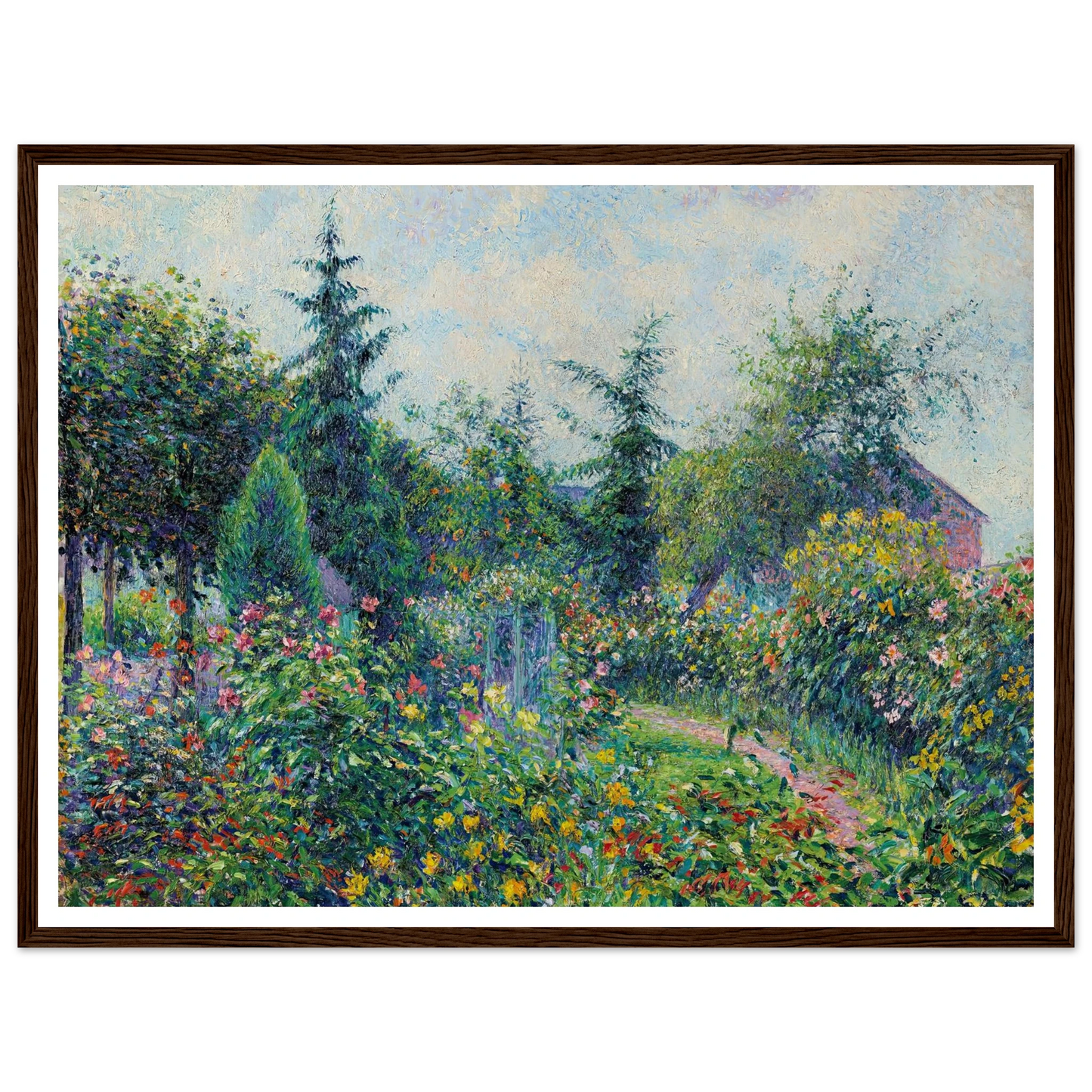 Jardin et poulailler chez Octave Mirbeau, Les Damps (1892) Art Print | Camille Pissarro - Framed Poster - 30x40 cm / 12x16″ - Black frame