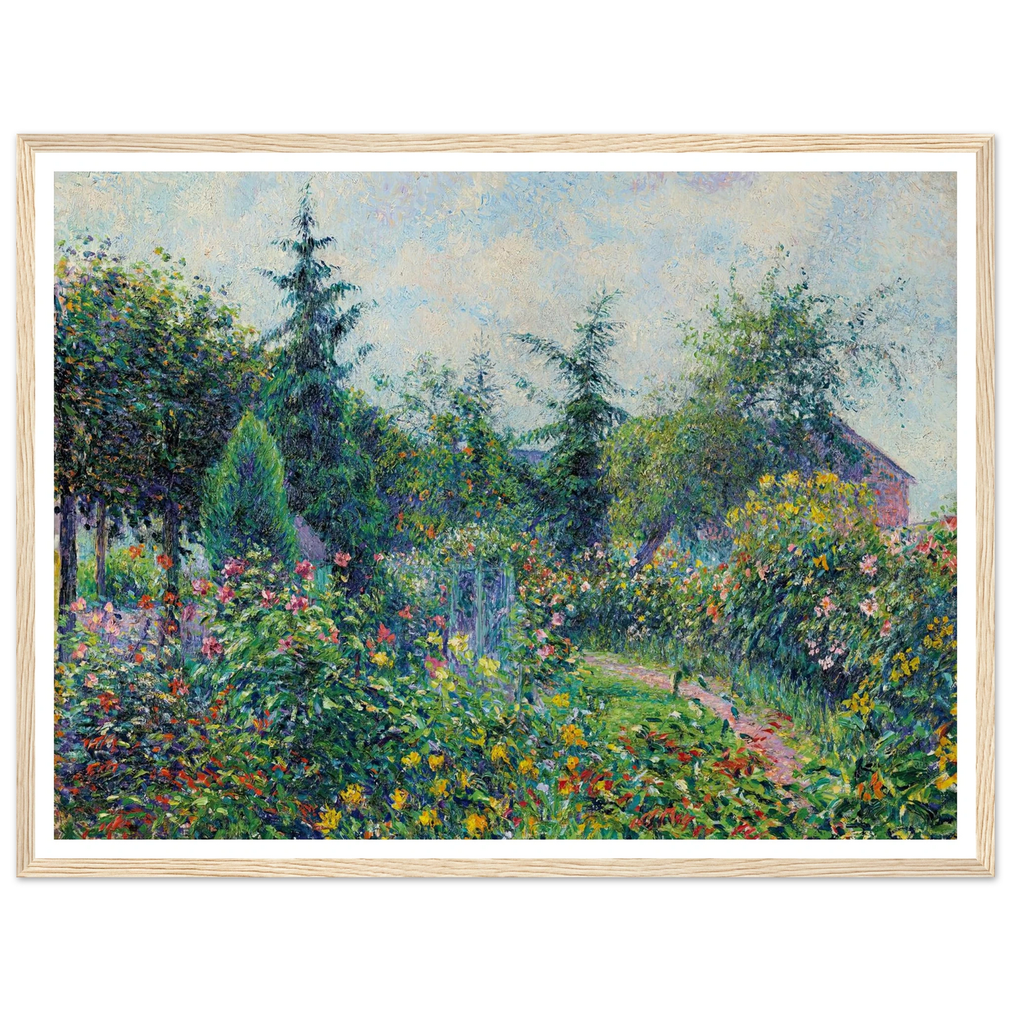 Jardin et poulailler chez Octave Mirbeau, Les Damps (1892) Art Print | Camille Pissarro - Framed Poster - 30x40 cm / 12x16″ - Black frame