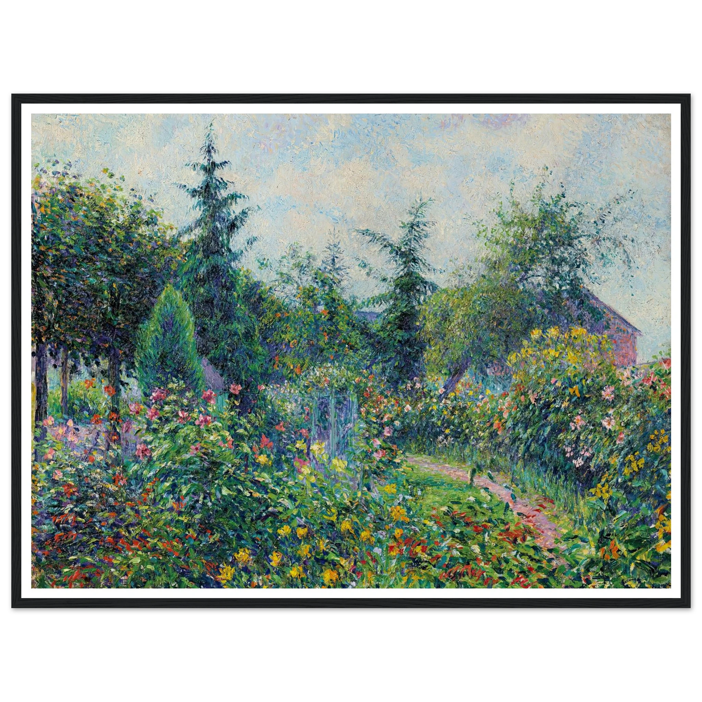 Jardin et poulailler chez Octave Mirbeau, Les Damps (1892) Art Print | Camille Pissarro - Framed Poster - 30x40 cm / 12x16″ - Black frame