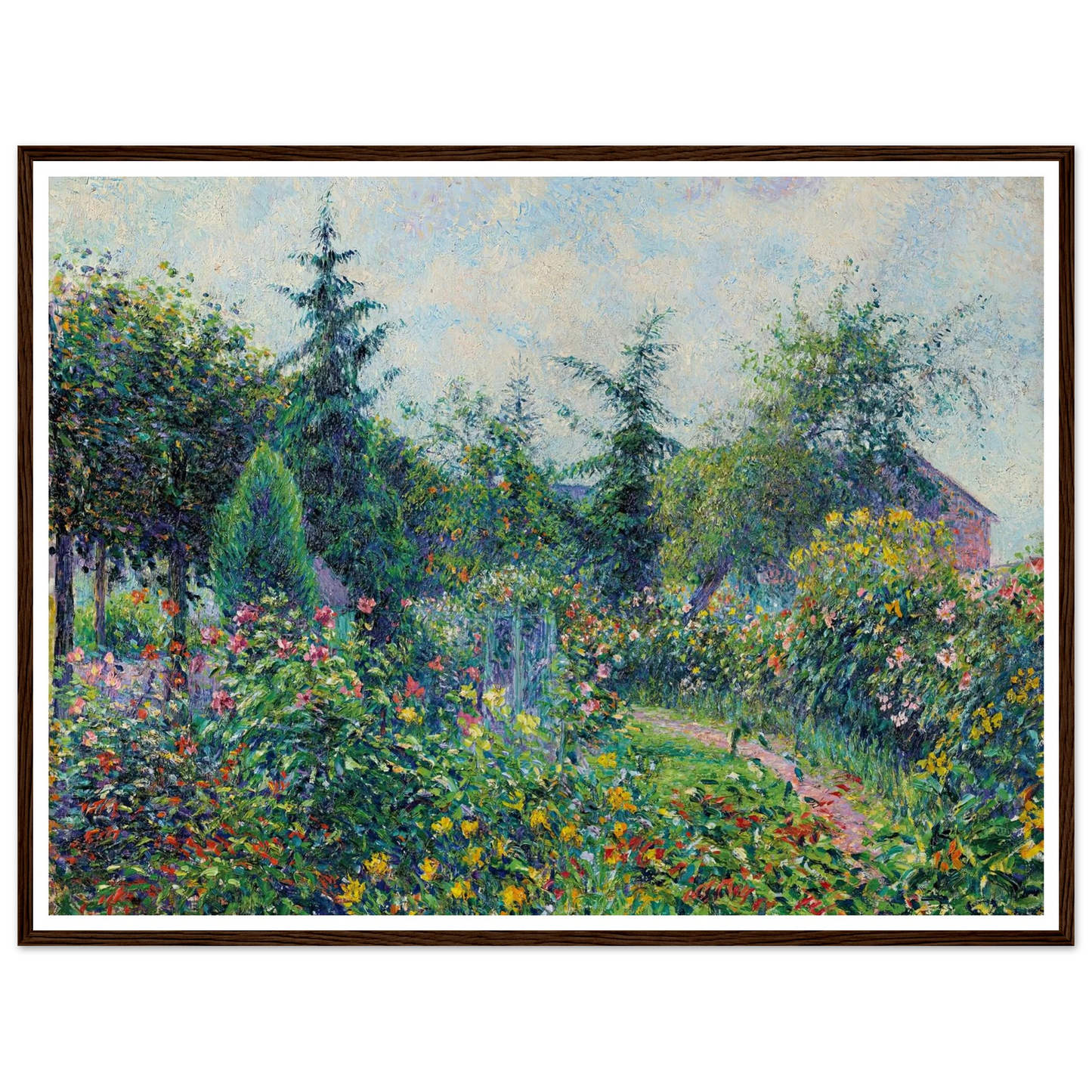 Jardin et poulailler chez Octave Mirbeau, Les Damps (1892) Art Print | Camille Pissarro - Framed Poster - 30x40 cm / 12x16″ - Black frame