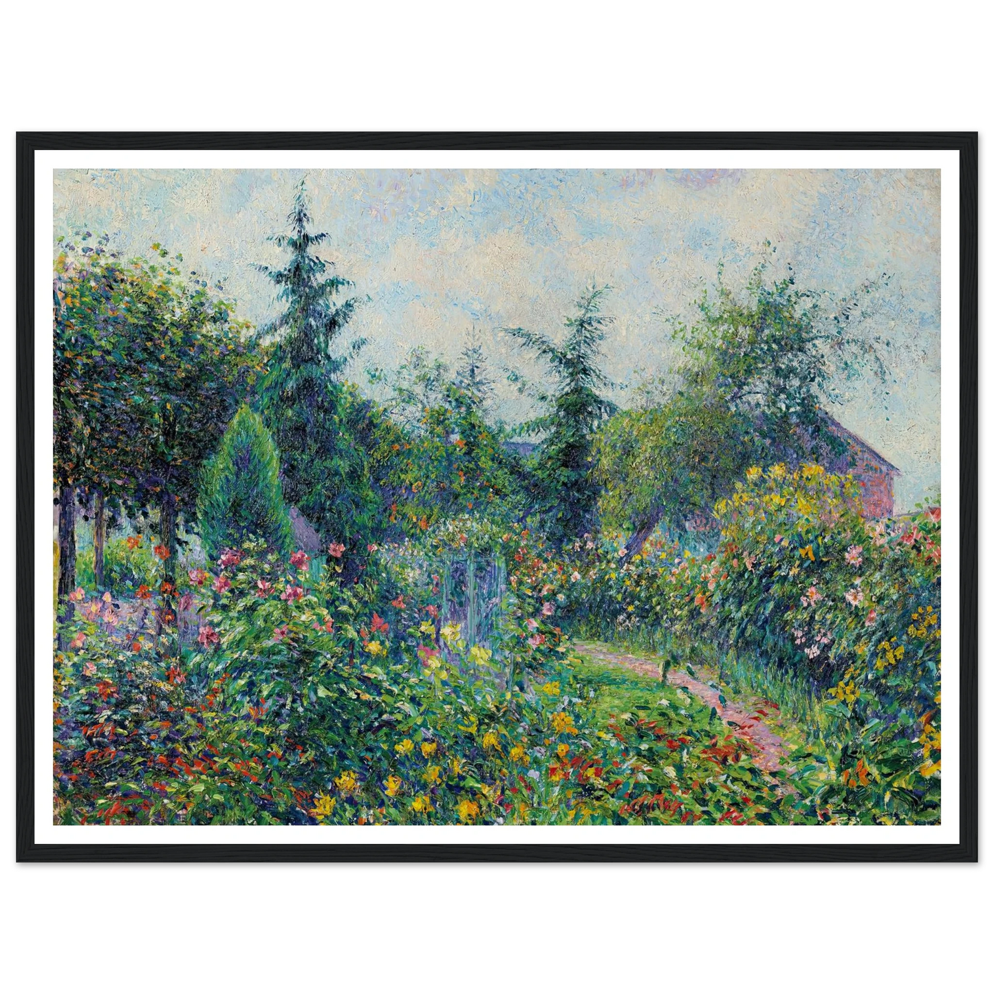 Jardin et poulailler chez Octave Mirbeau, Les Damps (1892) Art Print | Camille Pissarro - Framed Poster - 30x40 cm / 12x16″ - Black frame