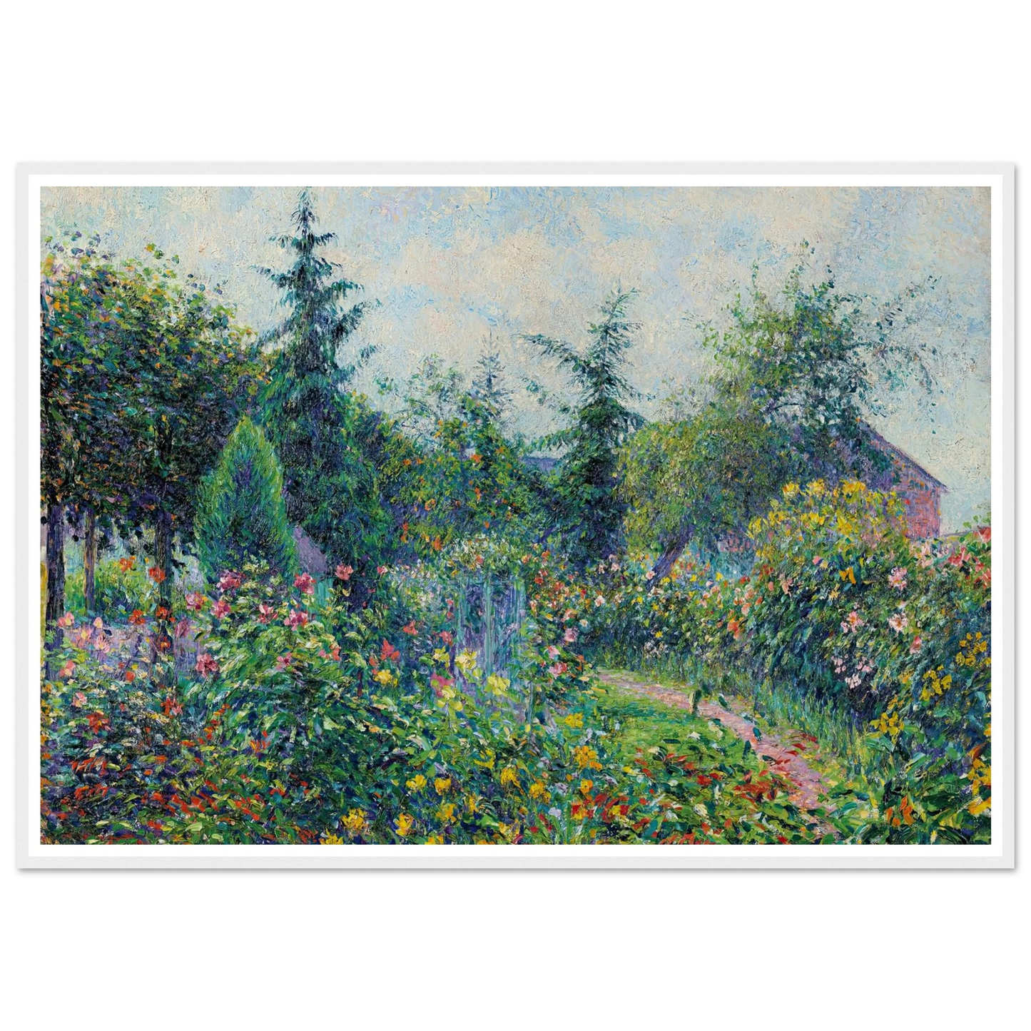 Jardin et poulailler chez Octave Mirbeau, Les Damps (1892) Art Print | Camille Pissarro - Framed Poster - 30x40 cm / 12x16″ - Black frame