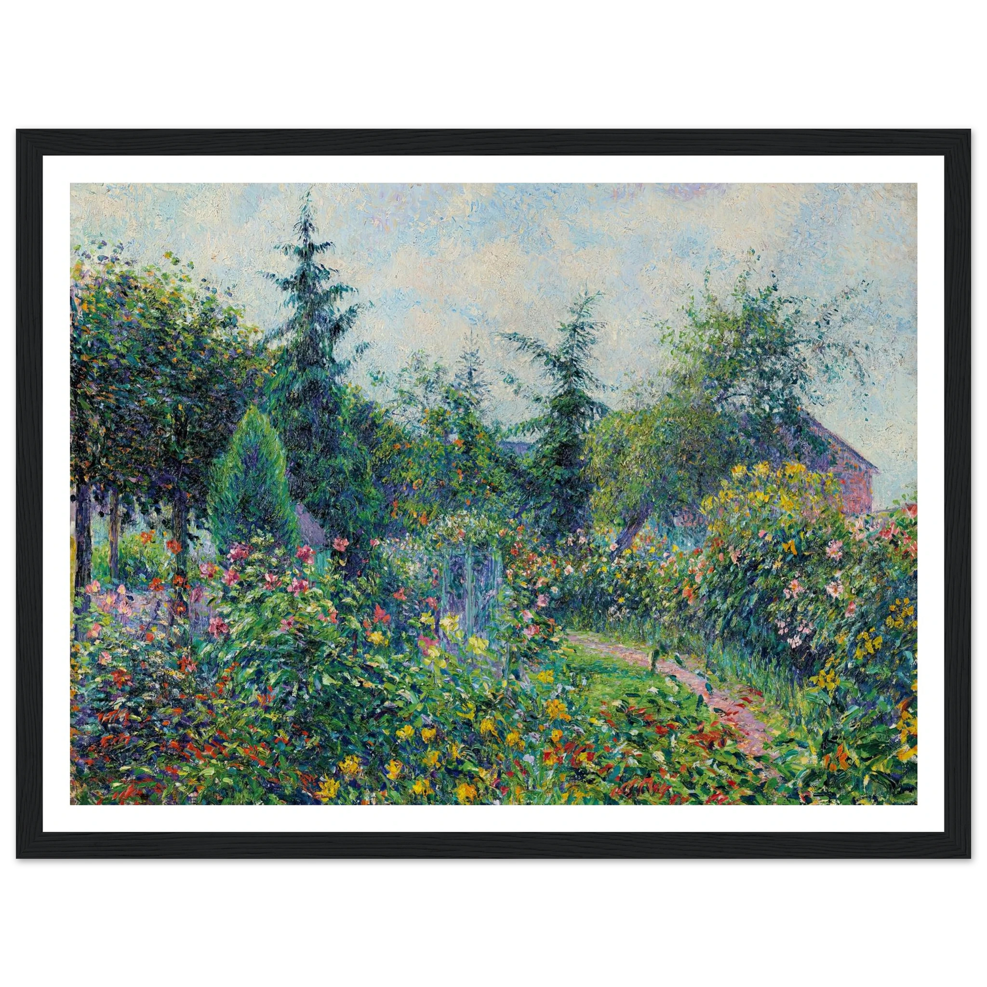 Jardin et poulailler chez Octave Mirbeau, Les Damps (1892) Art Print | Camille Pissarro - Framed Poster - 30x40 cm / 12x16″ - Black frame