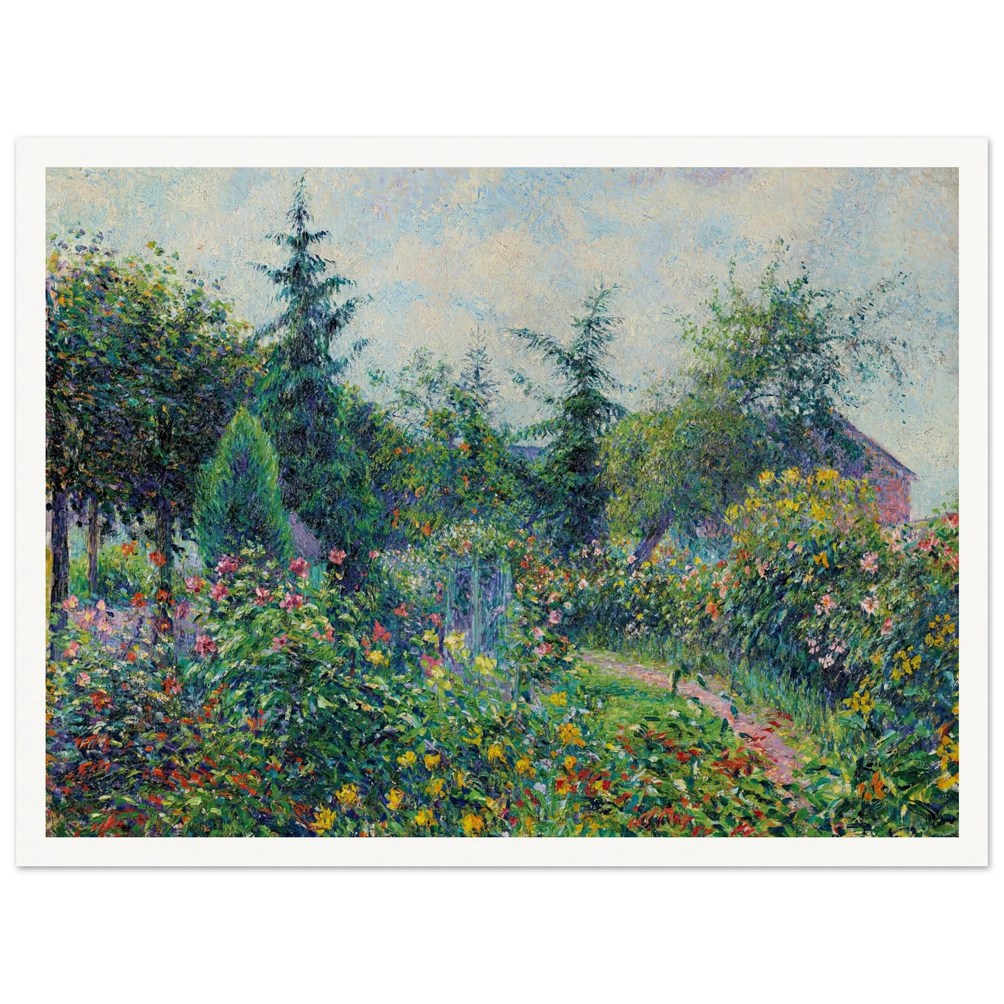 Jardin et poulailler chez Octave Mirbeau, Les Damps (1892) Art Print | Camille Pissarro - Framed Poster - 30x40 cm / 12x16″ - Black frame