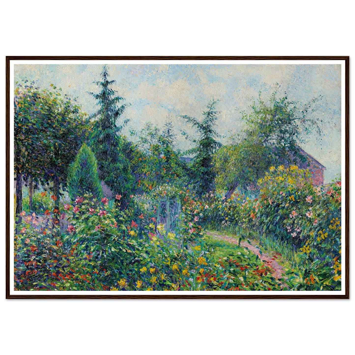 Jardin et poulailler chez Octave Mirbeau, Les Damps (1892) Art Print | Camille Pissarro - Framed Poster - 30x40 cm / 12x16″ - Black frame