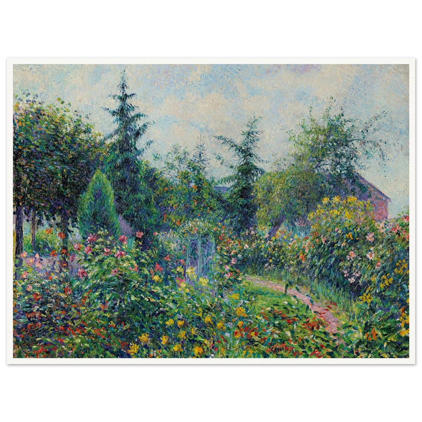 Jardin et poulailler chez Octave Mirbeau, Les Damps (1892) Art Print | Camille Pissarro - Framed Poster - 30x40 cm / 12x16″ - Black frame
