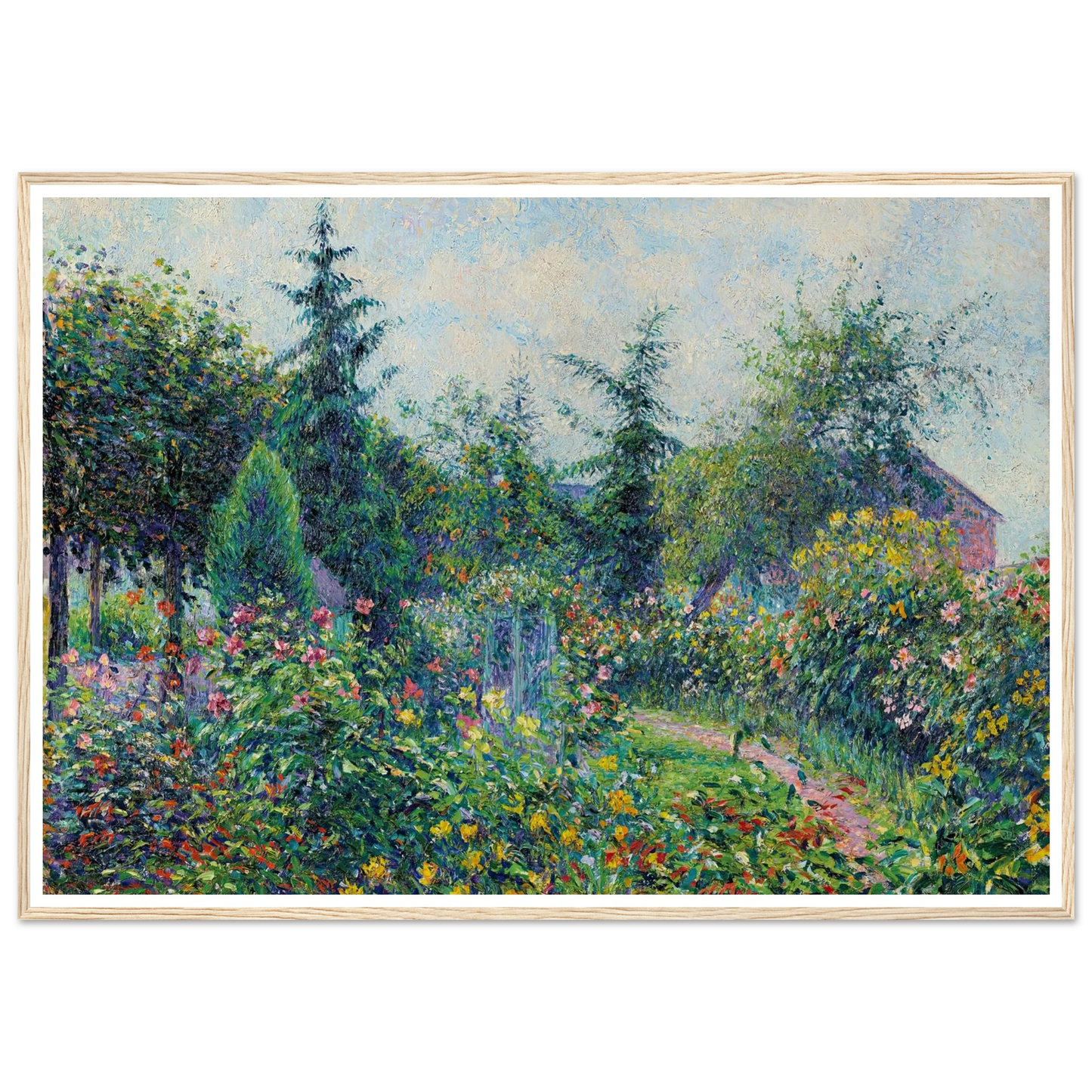 Jardin et poulailler chez Octave Mirbeau, Les Damps (1892) Art Print | Camille Pissarro - Framed Poster - 30x40 cm / 12x16″ - Black frame