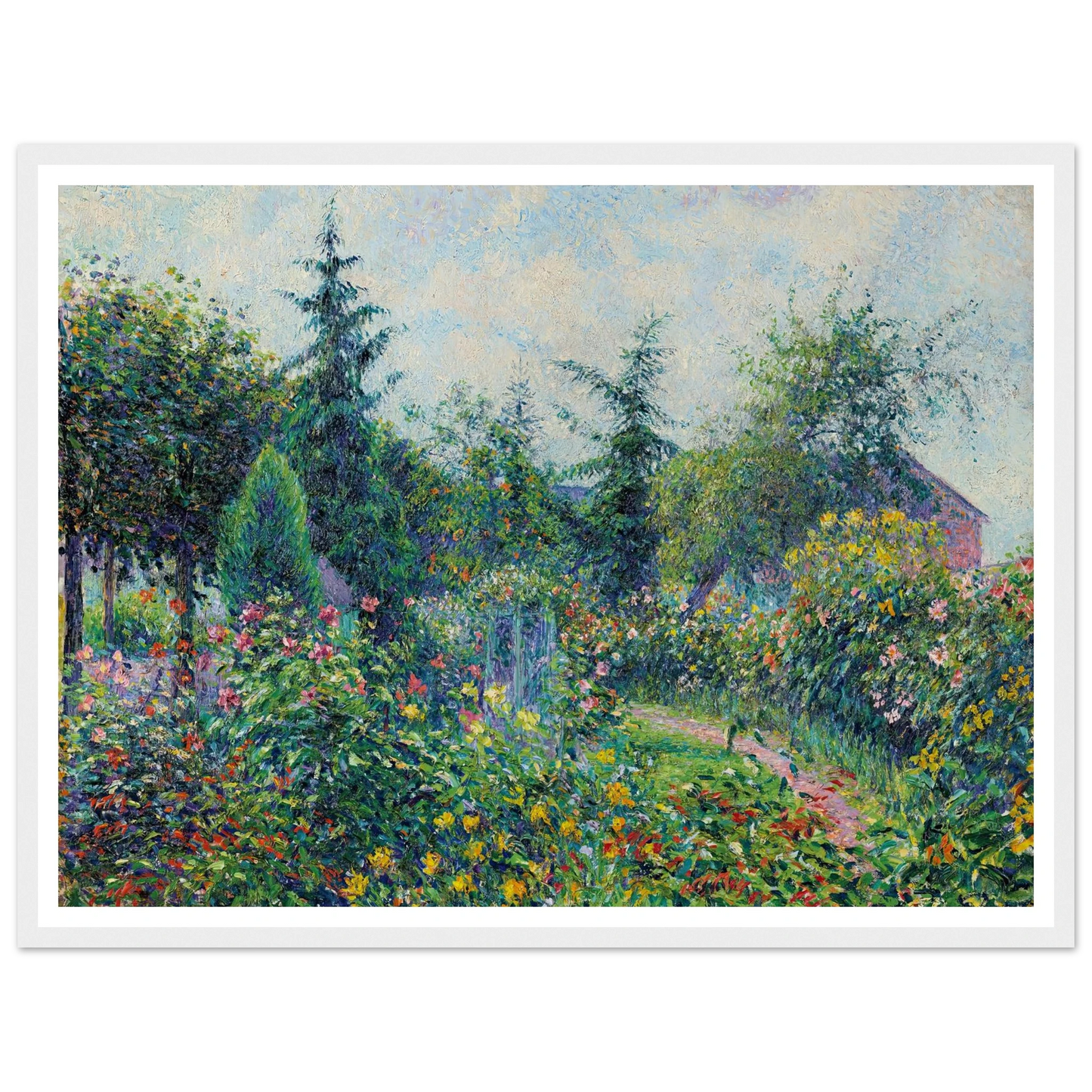 Jardin et poulailler chez Octave Mirbeau, Les Damps (1892) Art Print | Camille Pissarro - Framed Poster - 30x40 cm / 12x16″ - Black frame