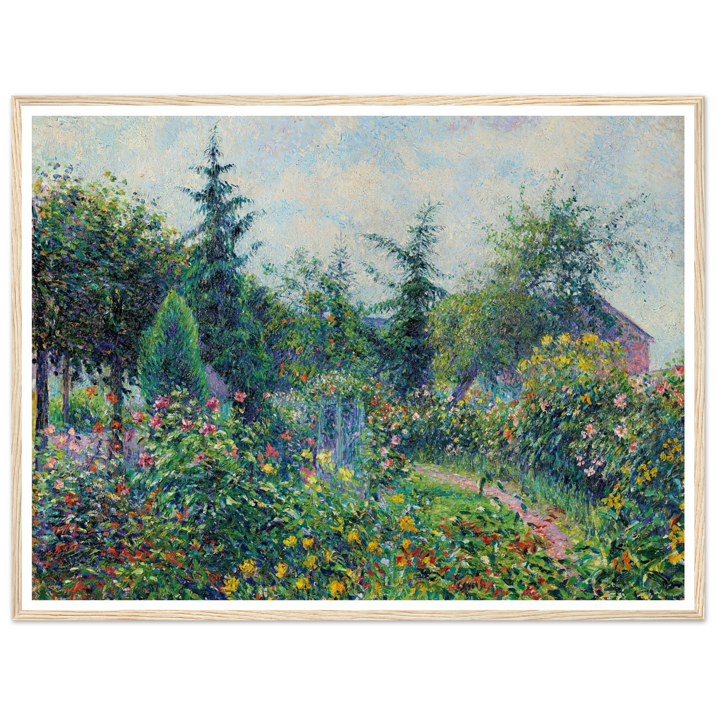 Jardin et poulailler chez Octave Mirbeau, Les Damps (1892) Art Print | Camille Pissarro - Framed Poster - 30x40 cm / 12x16″ - Black frame