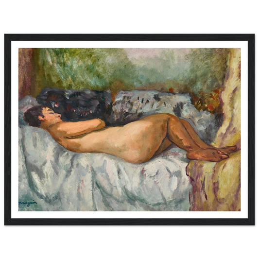 Jeanne; Nu allongé (1931) Art Print | Henri Manguin - Framed Poster - 30x40 cm / 12x16″ - Black frame