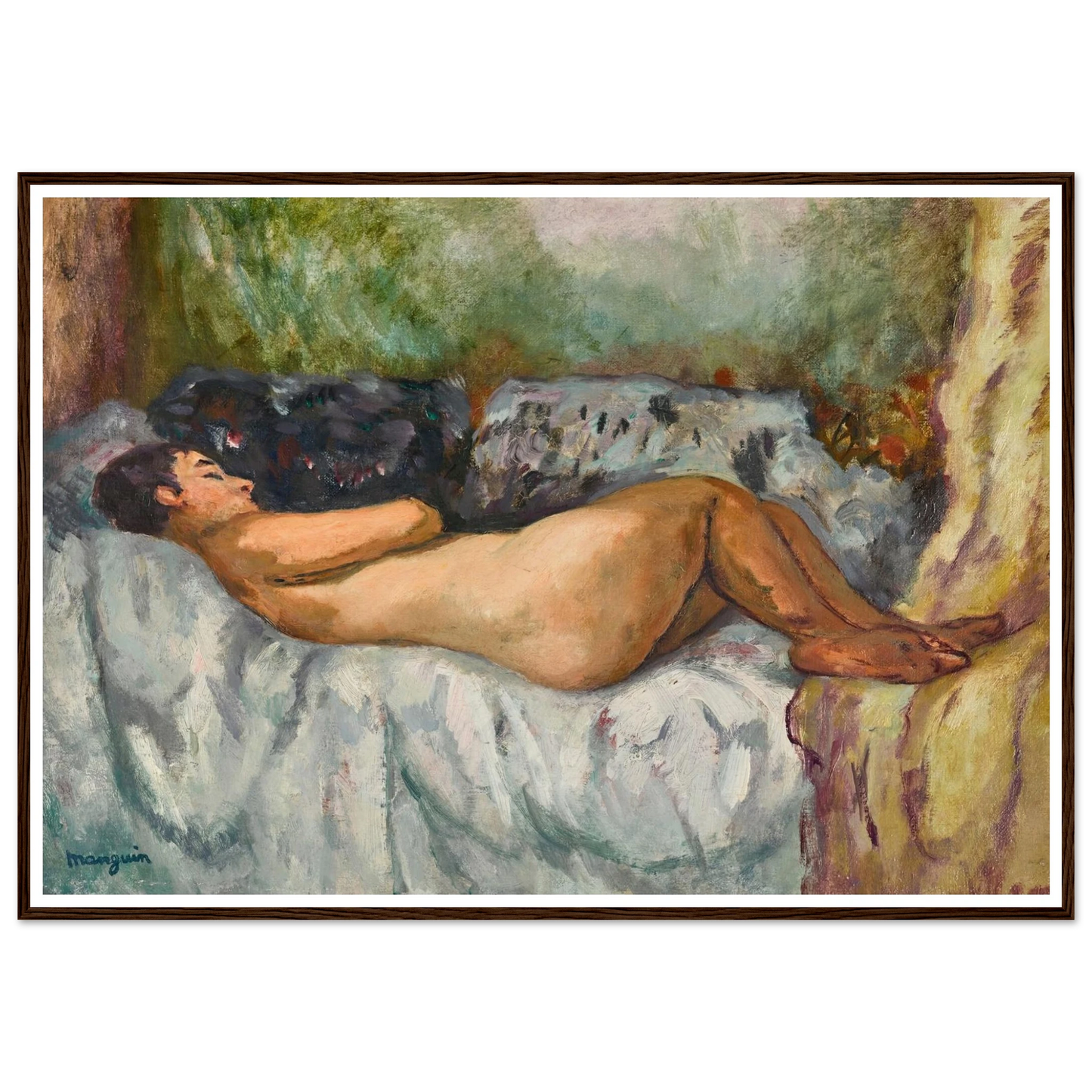 Jeanne; Nu allongé (1931) Art Print | Henri Manguin - Framed Poster - 30x40 cm / 12x16″ - Black frame