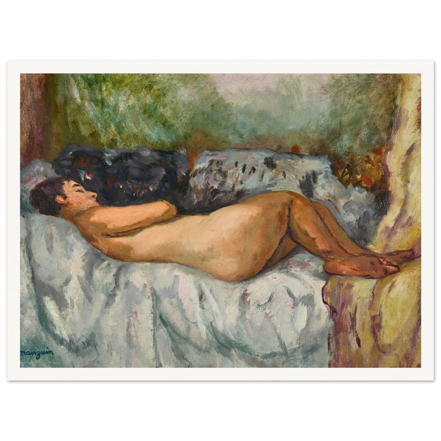Jeanne; Nu allongé (1931) Art Print | Henri Manguin - Framed Poster - 30x40 cm / 12x16″ - Black frame