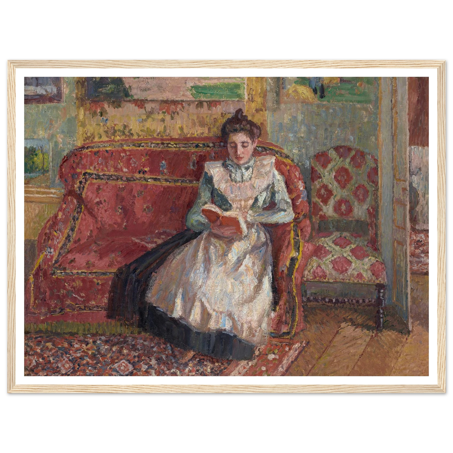 Jeanne Pissarro dite Cocotte, lisant (1899) Art Print | Camille Pissarro - Framed Poster - 30x40 cm / 12x16″ - Black frame