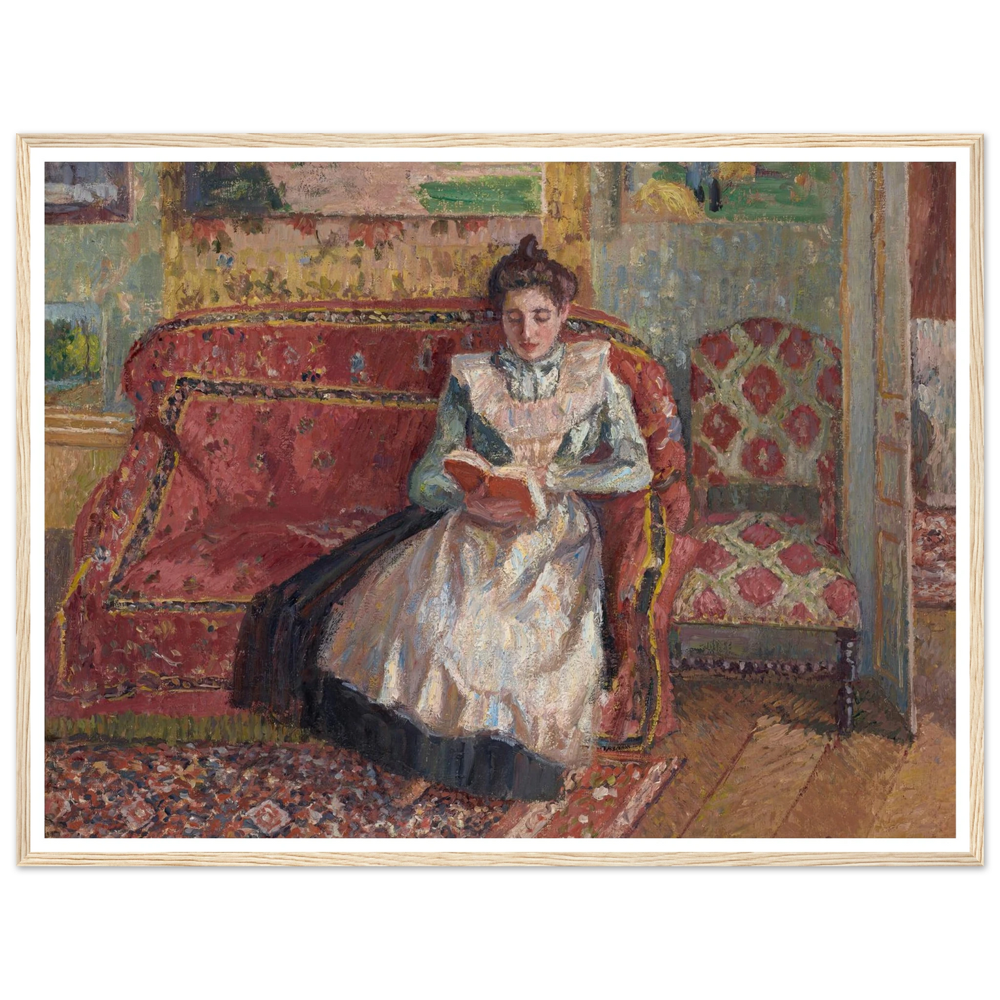 Jeanne Pissarro dite Cocotte, lisant (1899) Art Print | Camille Pissarro - Framed Poster - 30x40 cm / 12x16″ - Black frame