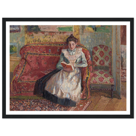 Jeanne Pissarro dite Cocotte, lisant (1899) Art Print | Camille Pissarro - Framed Poster - 30x40 cm / 12x16″ - Black frame
