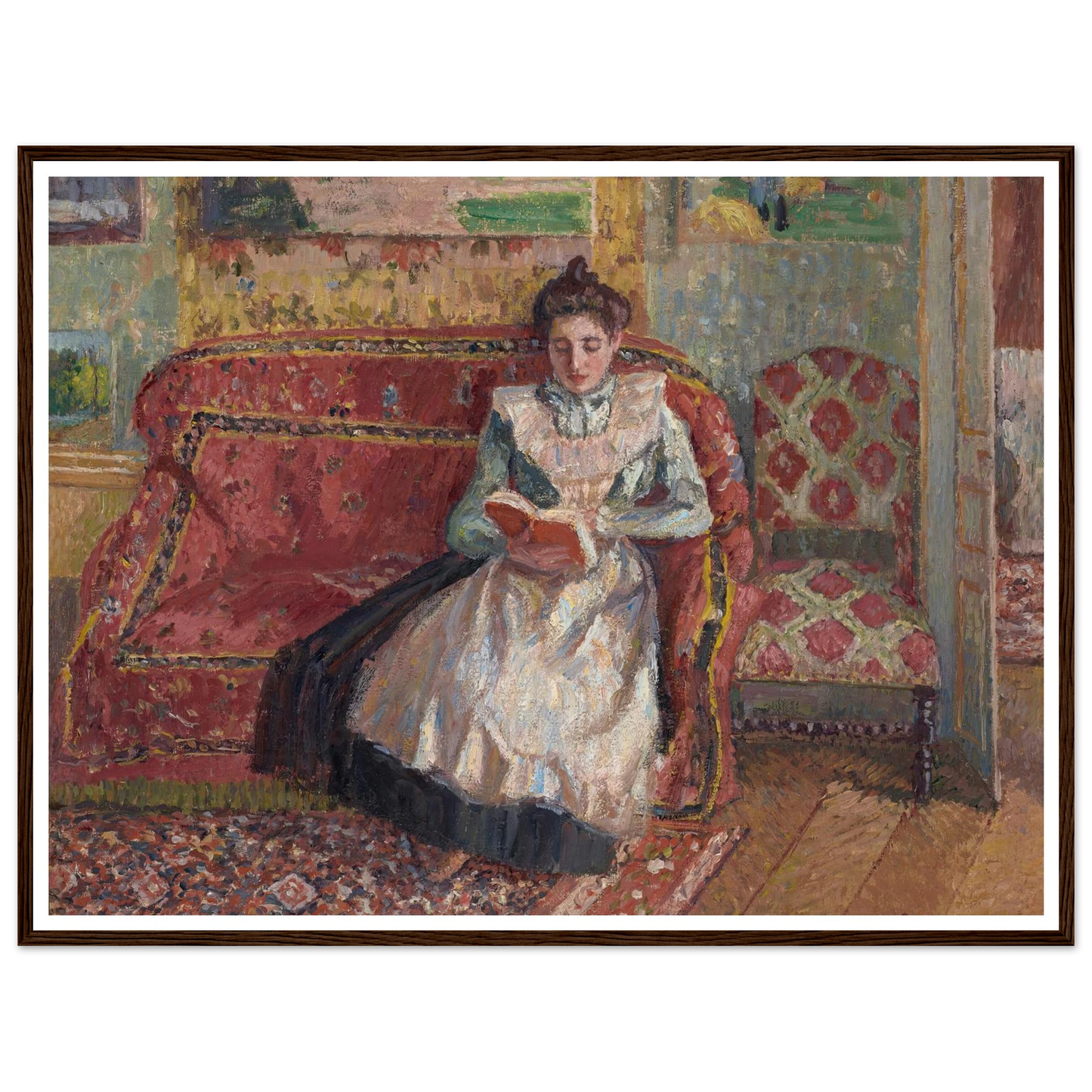Jeanne Pissarro dite Cocotte, lisant (1899) Art Print | Camille Pissarro - Framed Poster - 30x40 cm / 12x16″ - Black frame
