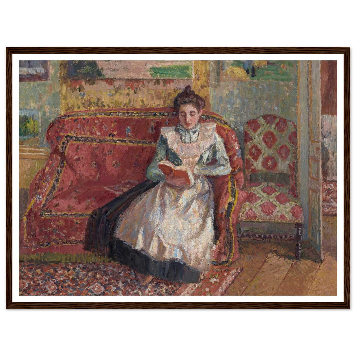 Jeanne Pissarro dite Cocotte, lisant (1899) Art Print | Camille Pissarro - Framed Poster - 30x40 cm / 12x16″ - Black frame