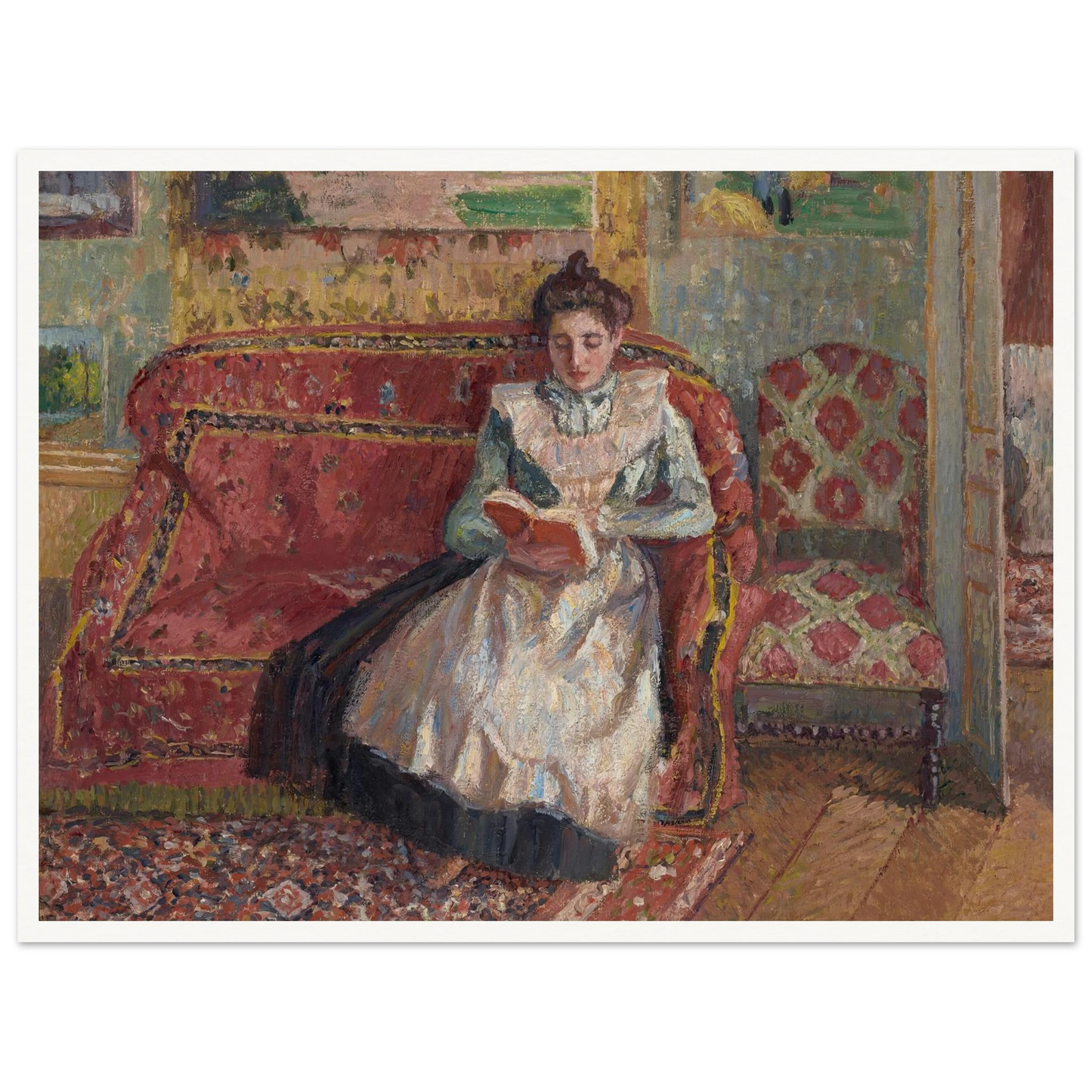 Jeanne Pissarro dite Cocotte, lisant (1899) Art Print | Camille Pissarro - Framed Poster - 30x40 cm / 12x16″ - Black frame