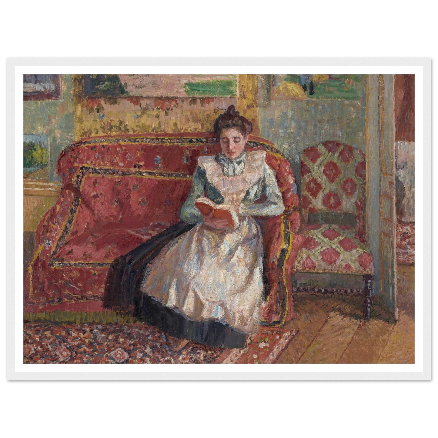 Jeanne Pissarro dite Cocotte, lisant (1899) Art Print | Camille Pissarro - Framed Poster - 30x40 cm / 12x16″ - Black frame