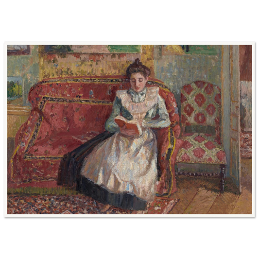 Jeanne Pissarro dite Cocotte, lisant (1899) Art Print | Camille Pissarro - Framed Poster - 30x40 cm / 12x16″ - Black frame