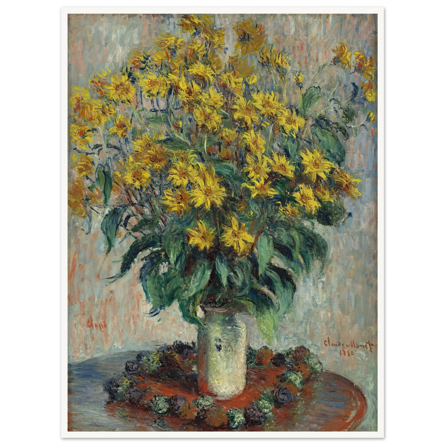 Jerusalem Artichoke Flowers (1880) Art Print | Claude Monet - Framed Poster - 30x40 cm / 12x16″ - Black frame
