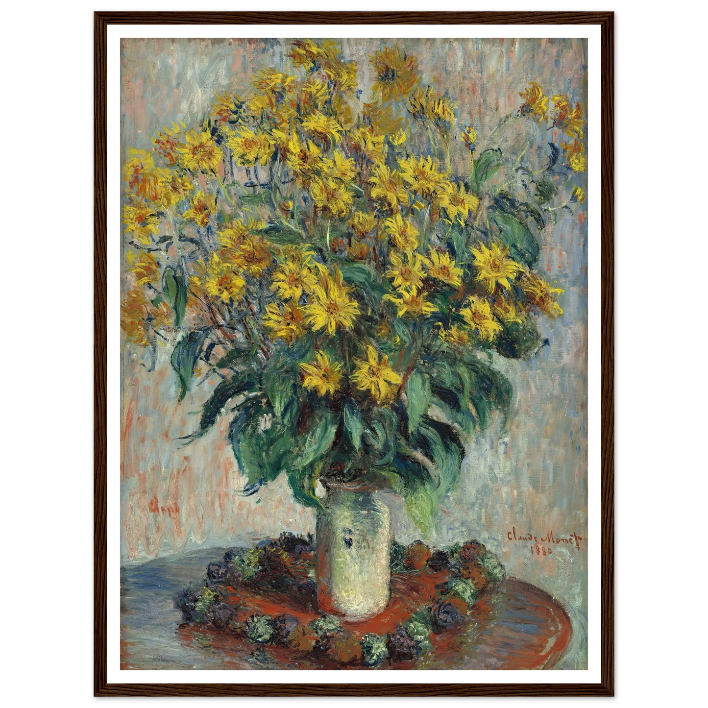 Jerusalem Artichoke Flowers (1880) Art Print | Claude Monet - Framed Poster - 30x40 cm / 12x16″ - Black frame