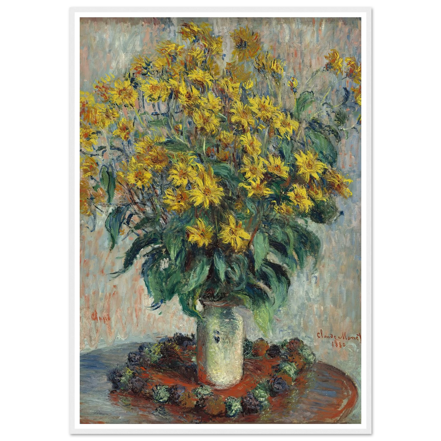 Jerusalem Artichoke Flowers (1880) Art Print | Claude Monet - Framed Poster - 30x40 cm / 12x16″ - Black frame