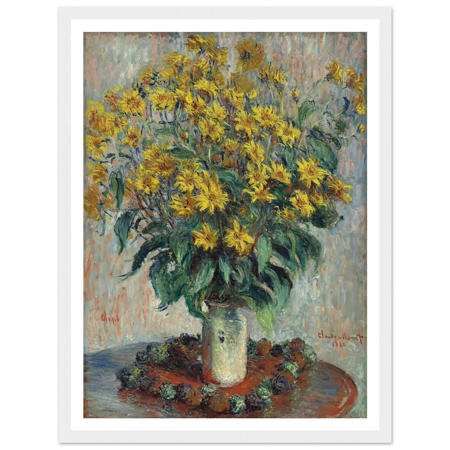 Jerusalem Artichoke Flowers (1880) Art Print | Claude Monet - Framed Poster - 30x40 cm / 12x16″ - Black frame