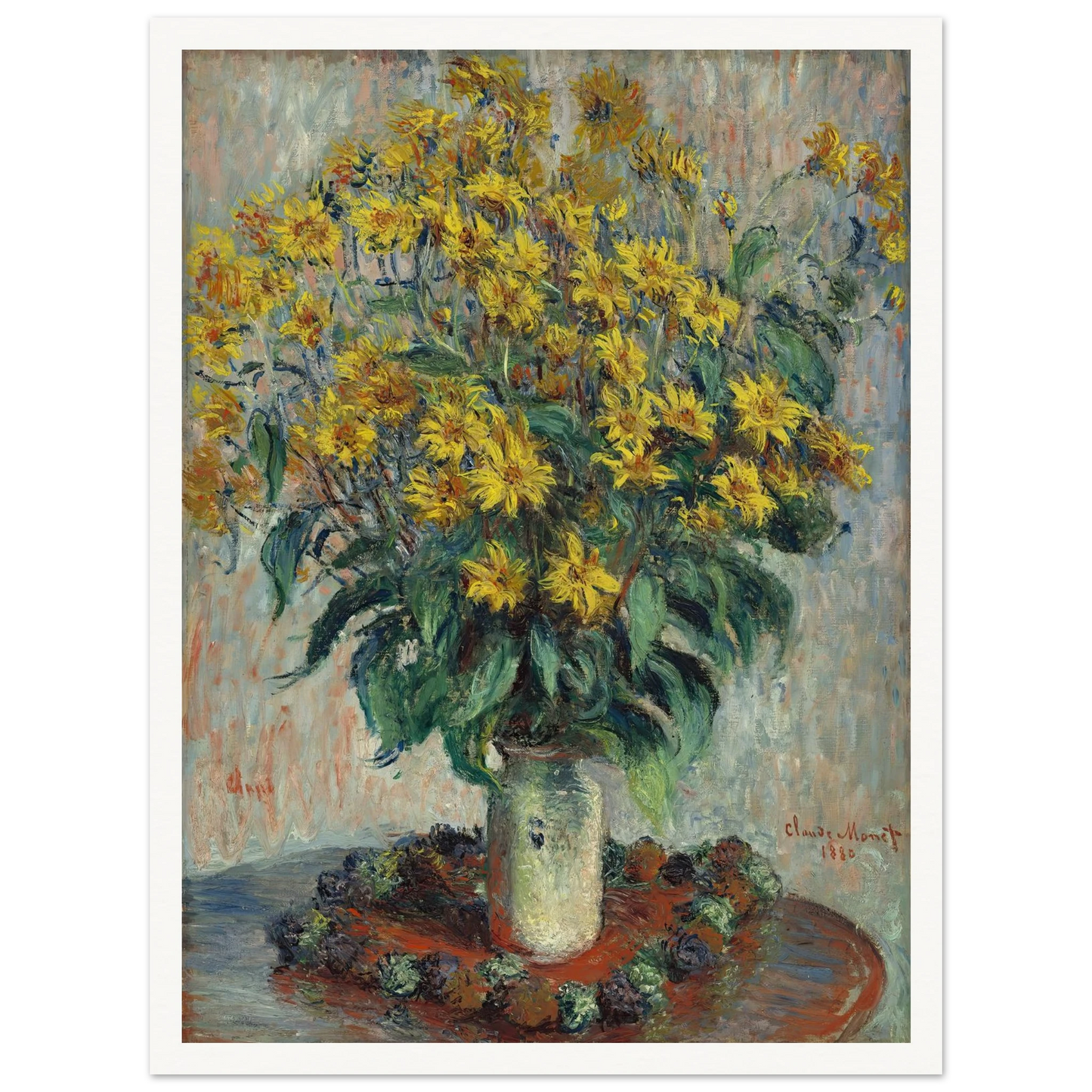 Jerusalem Artichoke Flowers (1880) Art Print | Claude Monet - Framed Poster - 30x40 cm / 12x16″ - Black frame
