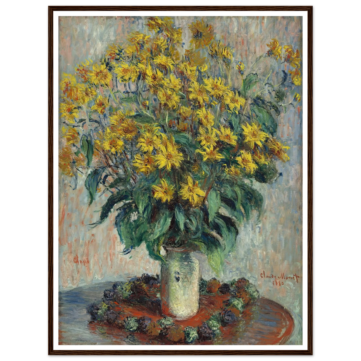 Jerusalem Artichoke Flowers (1880) Art Print | Claude Monet - Framed Poster - 30x40 cm / 12x16″ - Black frame