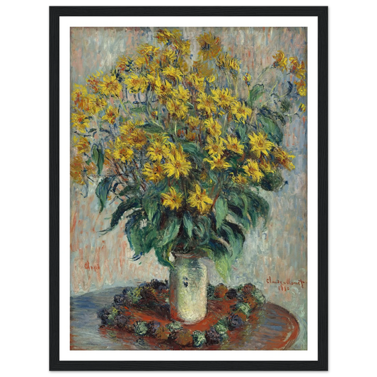 Jerusalem Artichoke Flowers (1880) Art Print | Claude Monet - Framed Poster - 30x40 cm / 12x16″ - Black frame