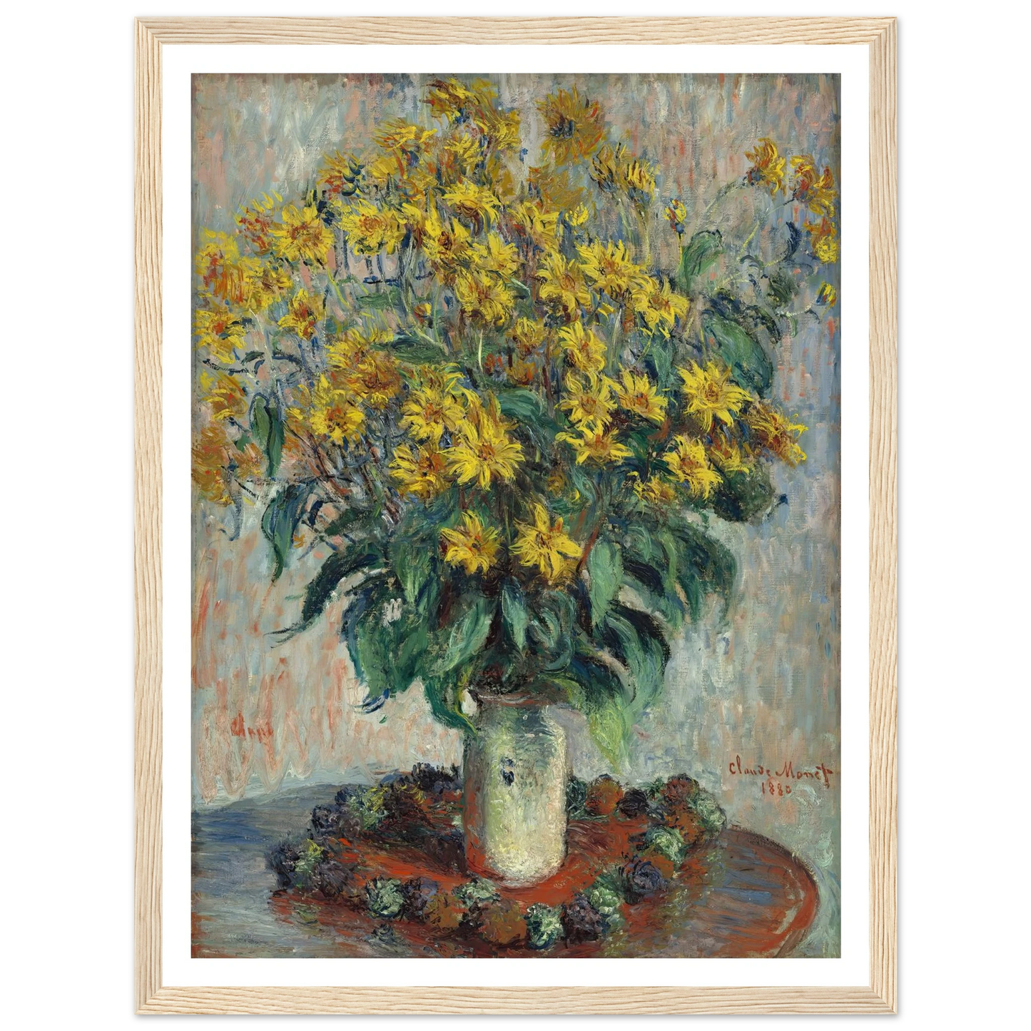 Jerusalem Artichoke Flowers (1880) Art Print | Claude Monet - Framed Poster - 30x40 cm / 12x16″ - Black frame