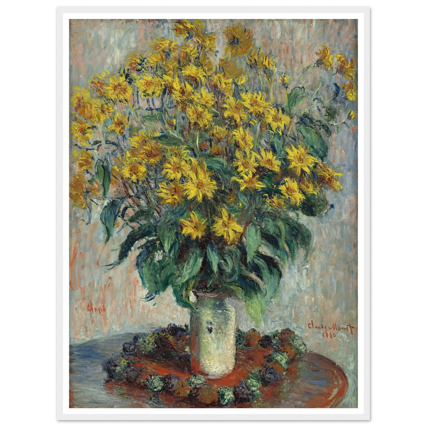 Jerusalem Artichoke Flowers (1880) Art Print | Claude Monet - Framed Poster - 30x40 cm / 12x16″ - Black frame